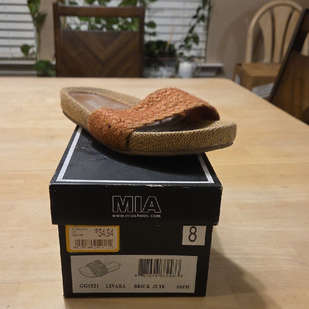 MIA Brick and Jute Slide Sandals